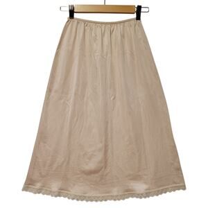 Vintage JC Penny 1970's Beige Lace Trimmed Slip 100% Anton III‎ Nylon Women's M